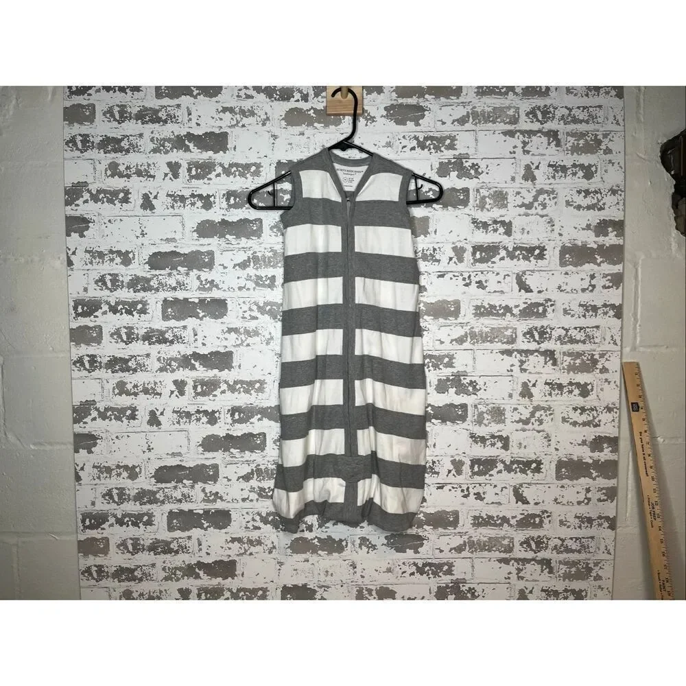 Burt’s bee baby | striped gray and white sleeping suit